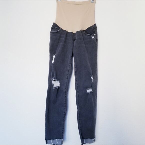 Lux Essentials Secret Fit Belly Skinny Distressed Jeans, Maternity 30 (US 10) - Picture 1 of 8